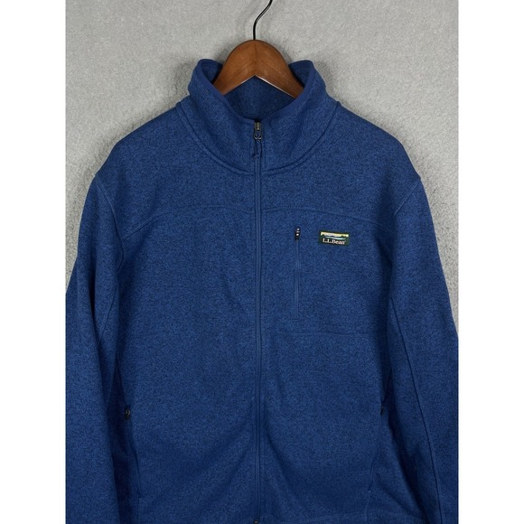 LL Bean Sweater Mens XXL Blue Navy Fleece Jacket Full Zip Regular Fit 504938 - Picture 2 of 7